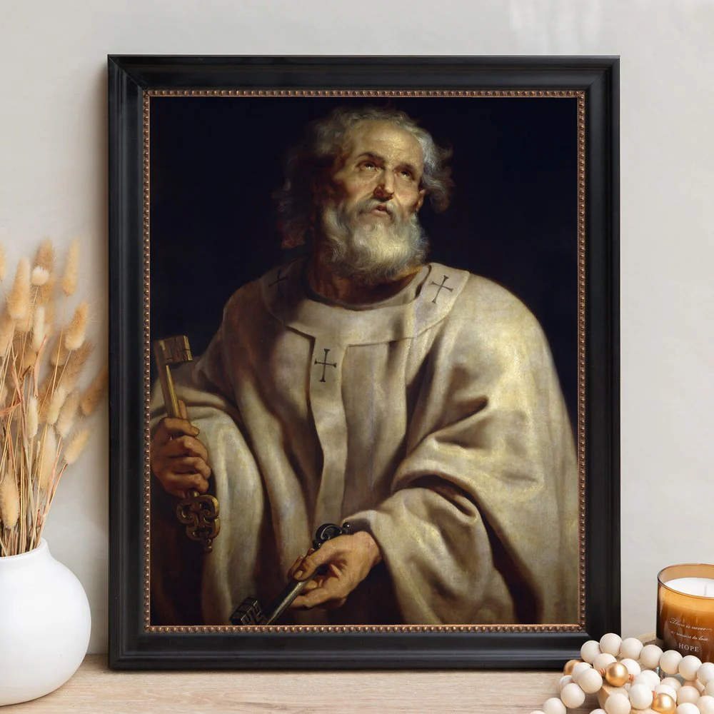 St. Peter as Pope Framed Canvas by Rubens - Sacred Signature Collection - Image 12