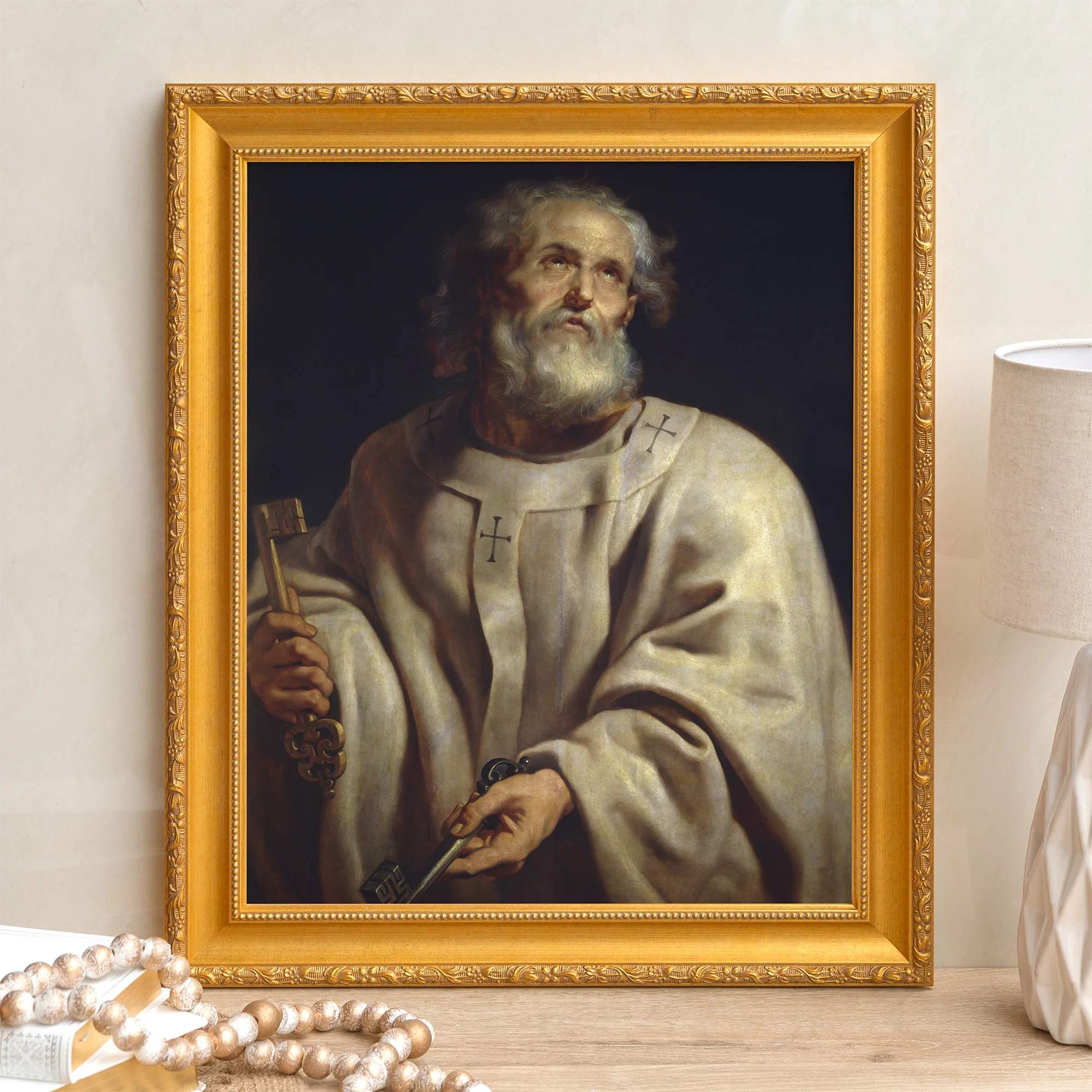 St. Peter as Pope Framed Canvas by Rubens - Sacred Signature Collection - Image 2