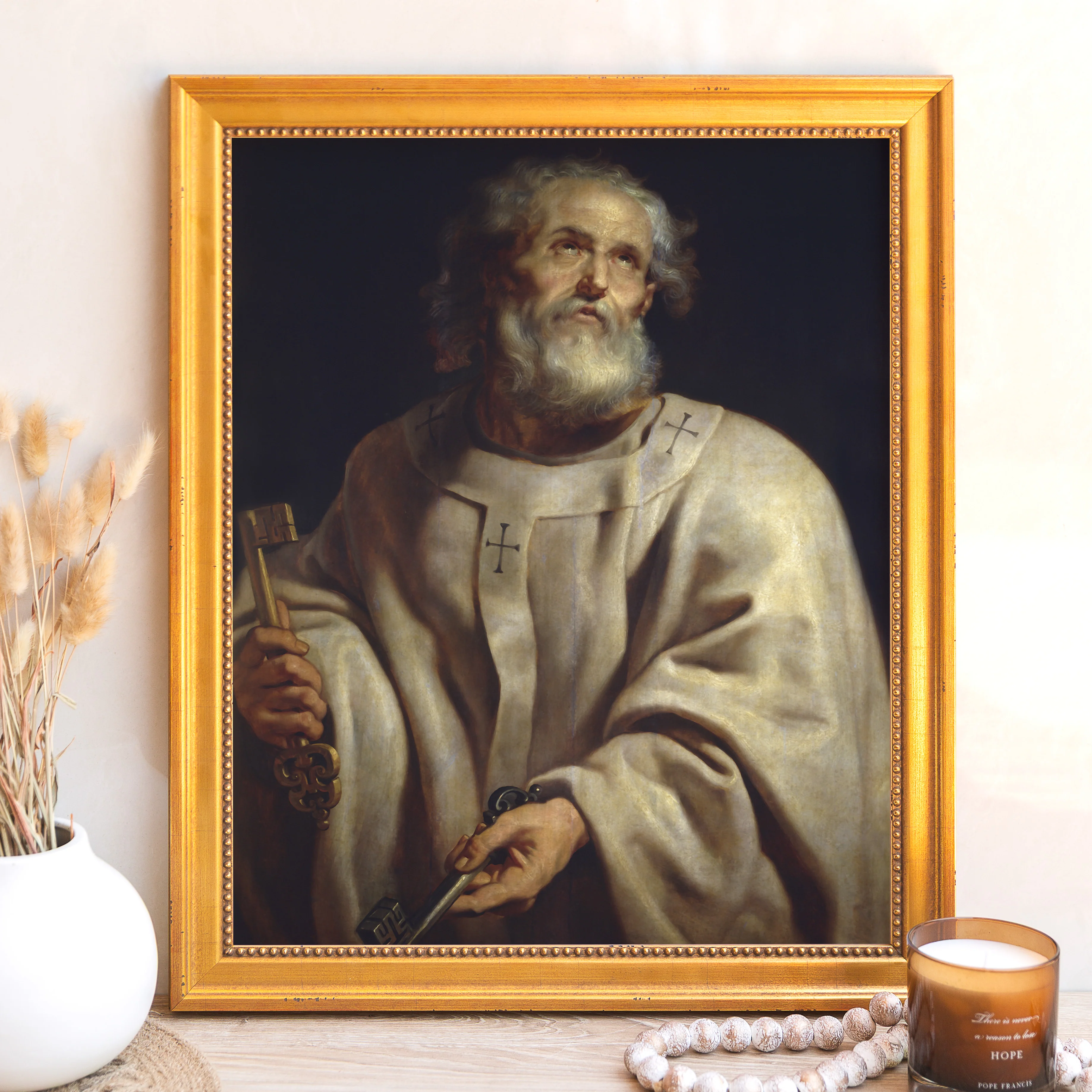 St. Peter as Pope Framed Canvas by Rubens - Sacred Signature Collection - Image 5