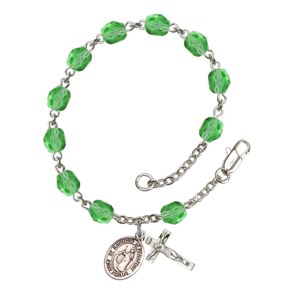 St. Raymond Of Penafort Green August Rosary Bracelet 6mm