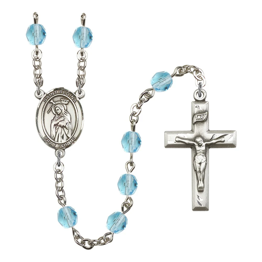 St. Regina Aqua Blue March Rosary 6mm