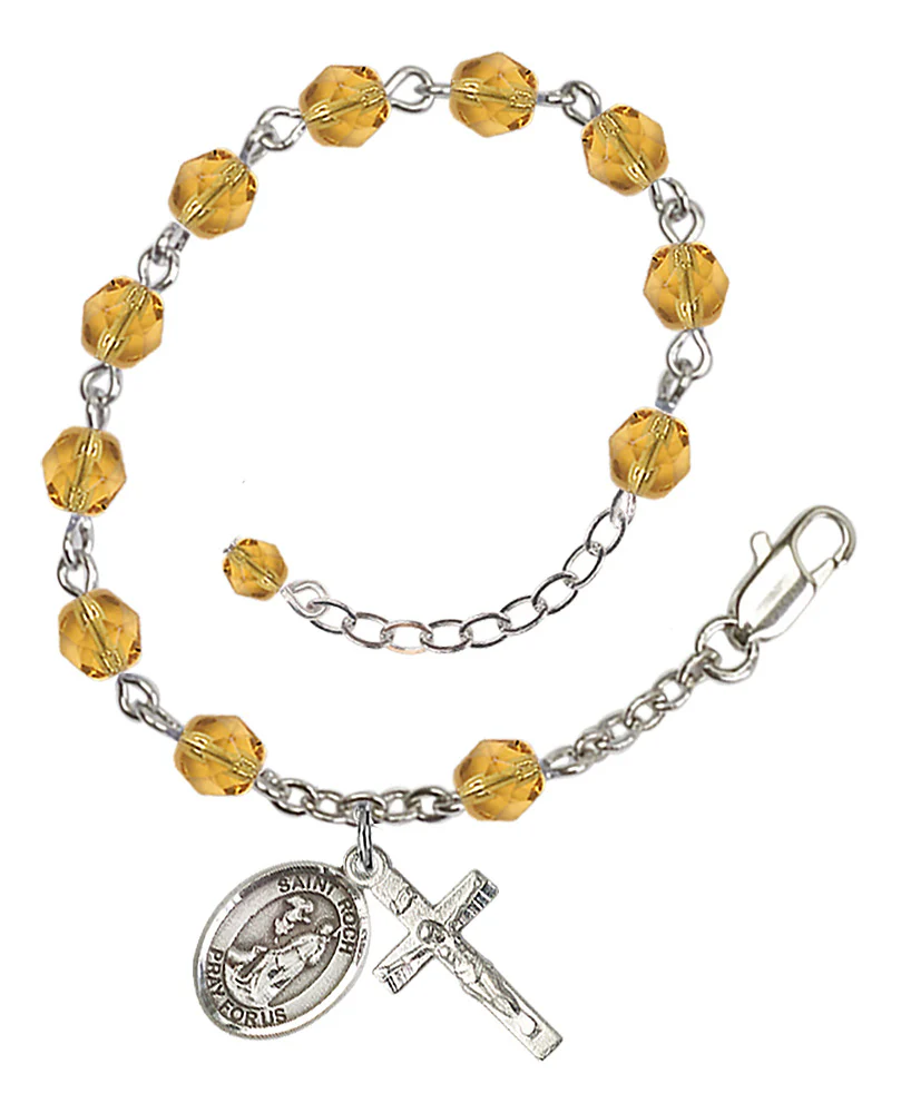 St. Roch Yellow November Rosary Bracelet 6mm
