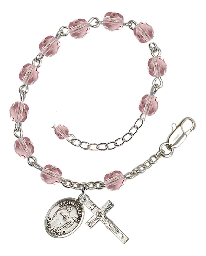 St. Susanna 6mm light purple June Rosary Bracelet