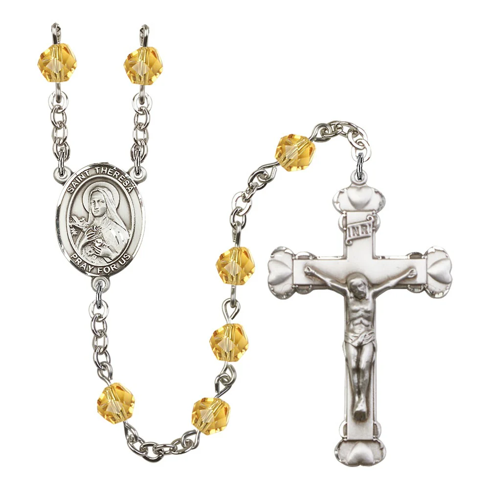 St. Theresa Yellow November Rosary 6mm