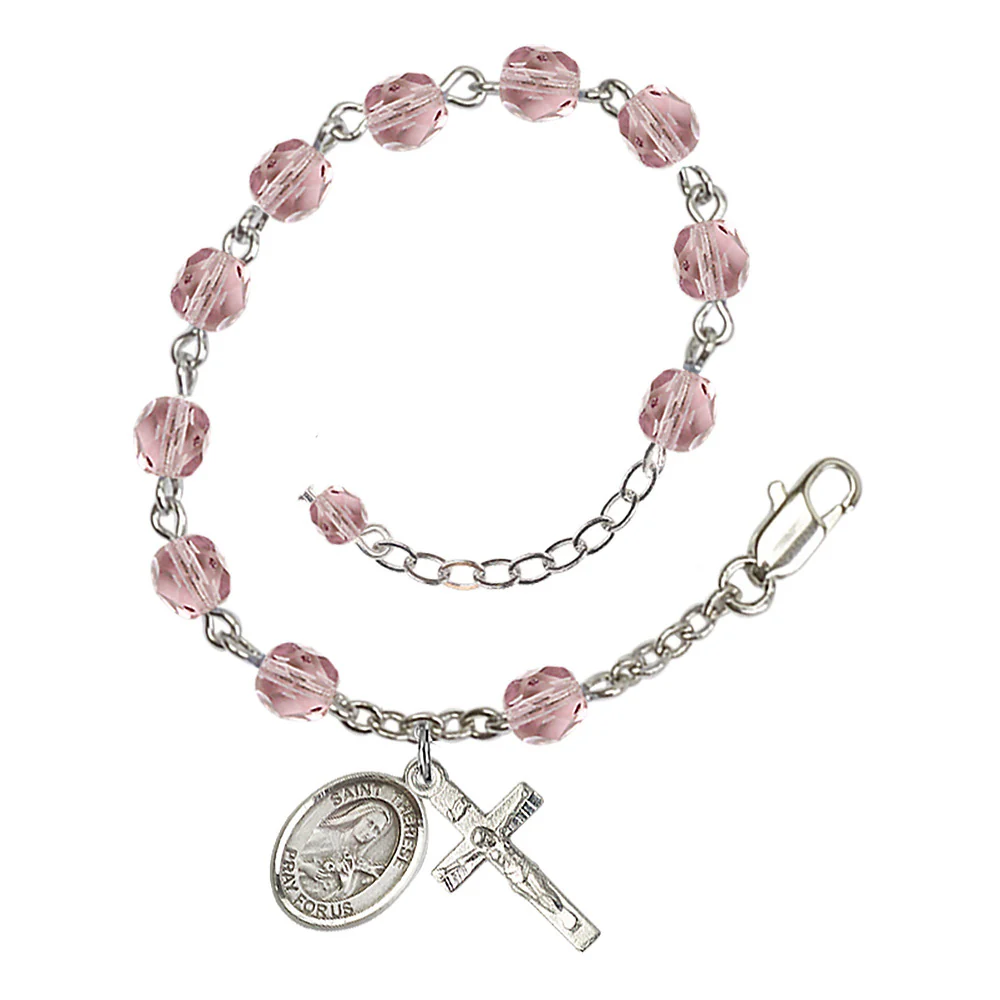 St. Therese of Lisieux - The Little Flower Crystal Birthstone Rosary Bracelet - Multiple Birthstones - Image 8
