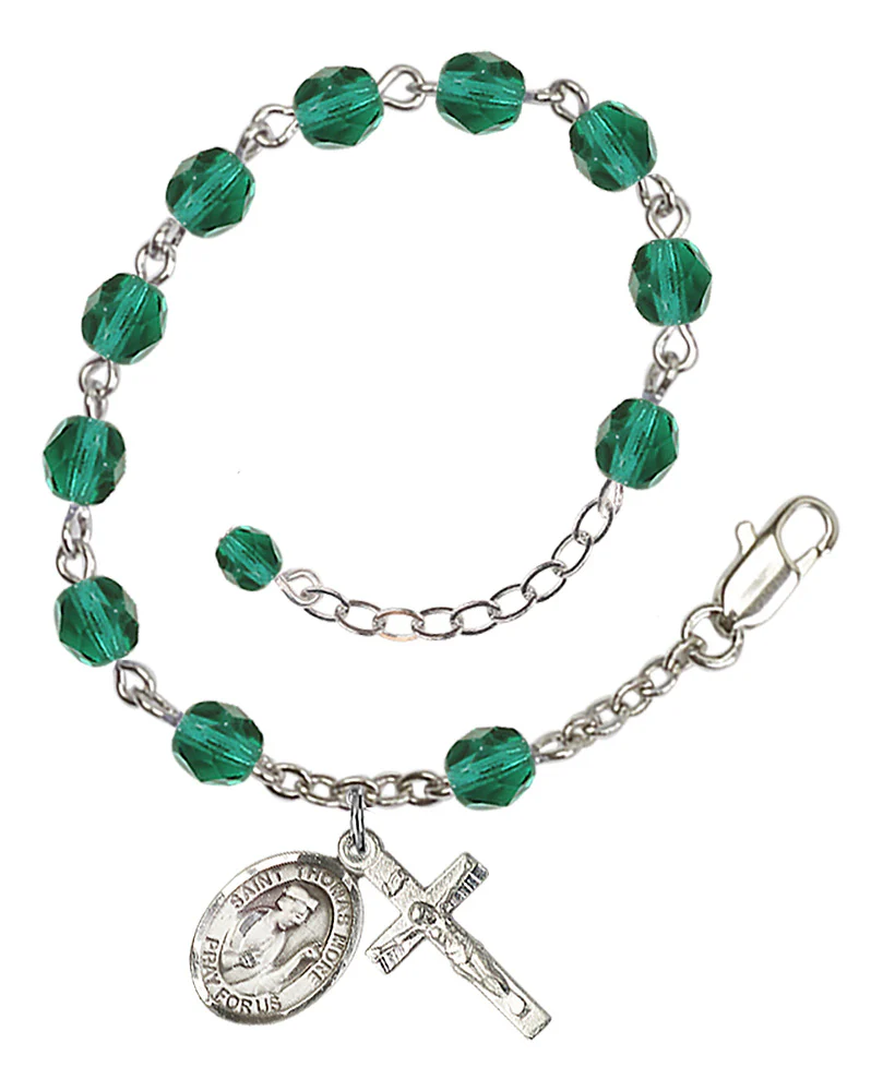 St. Thomas More Crystal Birthstone Rosary Bracelet - Multiple Birthstones - Image 8