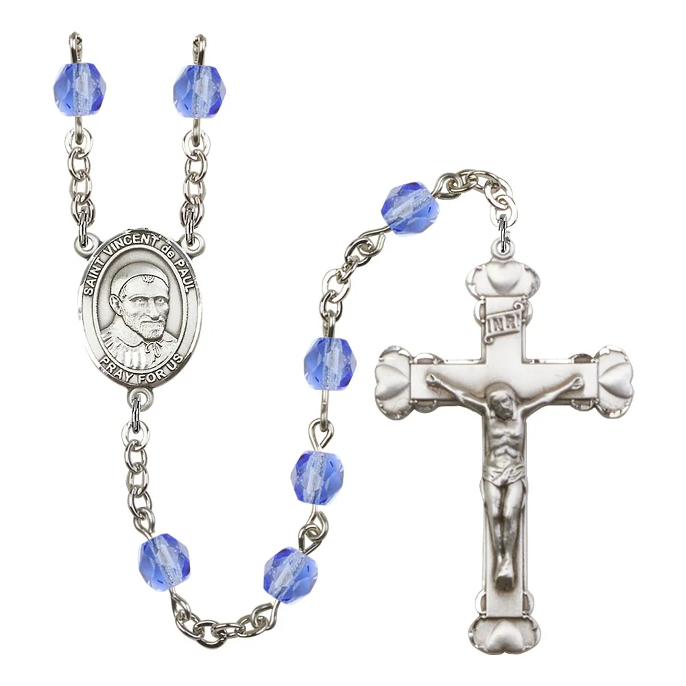 St. Vincent De Paul Blue September Rosary 6mm