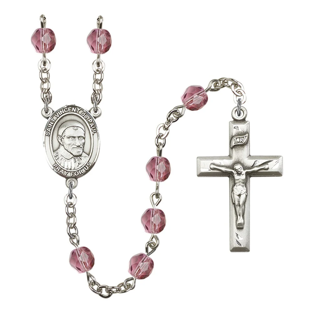 St. Vincent De Paul Purple February Rosary 6mm