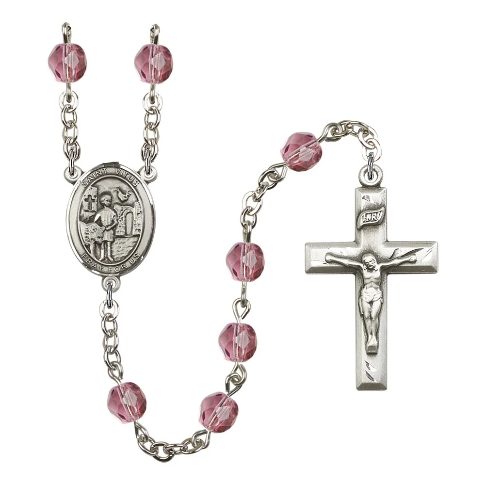 St. Vitus Purple February Rosary 6mm