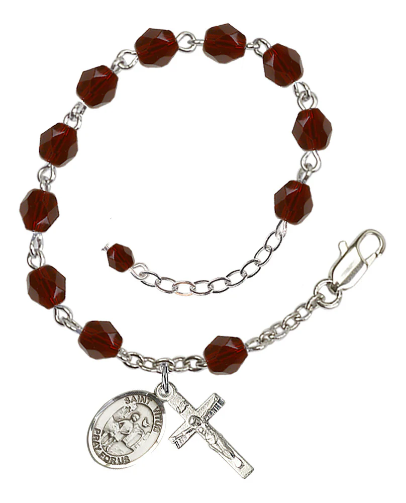 St. Vitus Red January Rosary Bracelet 6mm