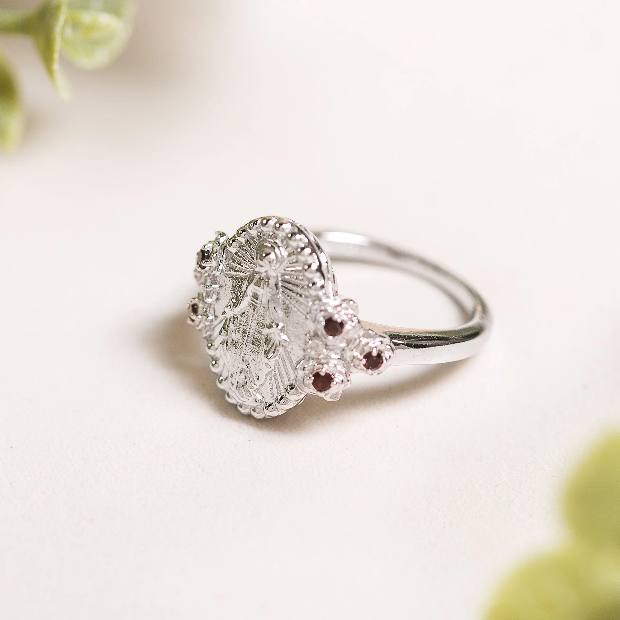 Sterling Miraculous Medal & Rose Accent Ring - Multiple Sizes - Image 3