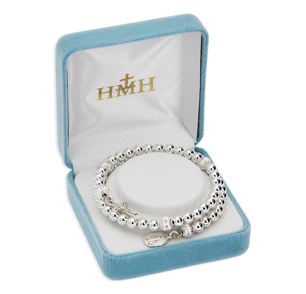 Sterling Silver Miraculous Medal Rosary Wrap Bracelet - Image 2