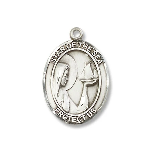Sterling Silver Our Lady Star of the Sea Pendant w/ Chain