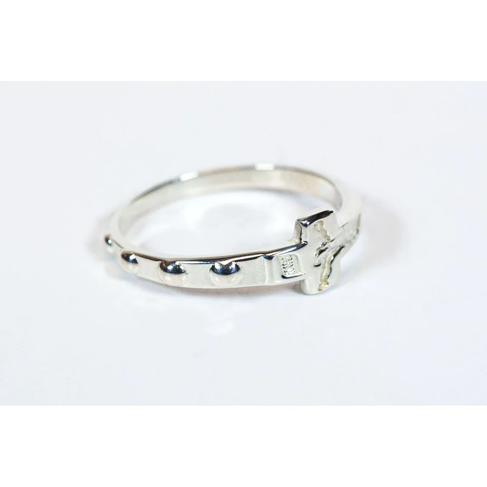 Sterling Silver Rosary Ring with Crucifix