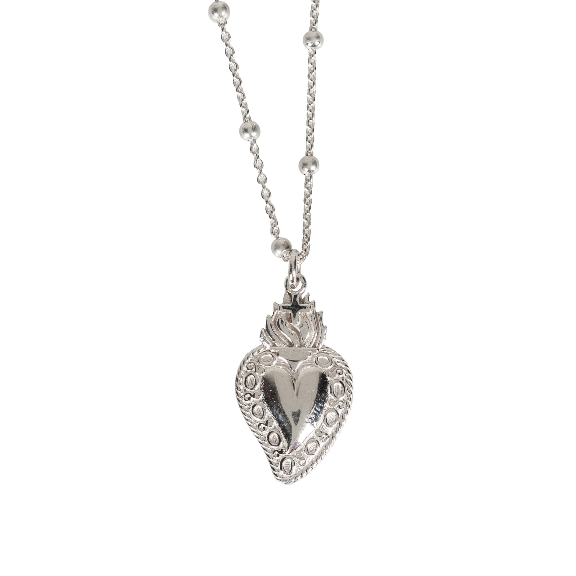 Sterling Silver Sacred Heart Necklace