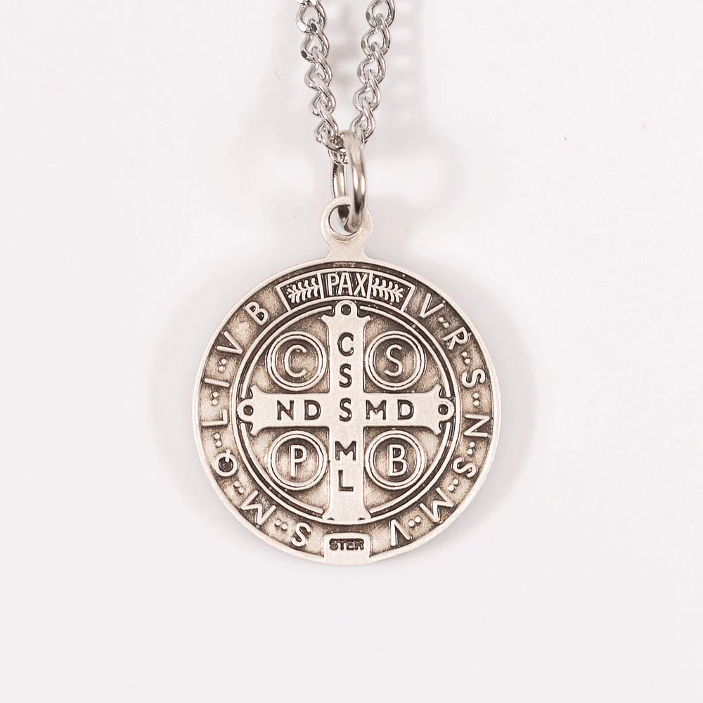 Sterling Silver St. Benedict Medal with 18 inch chain - Image 2