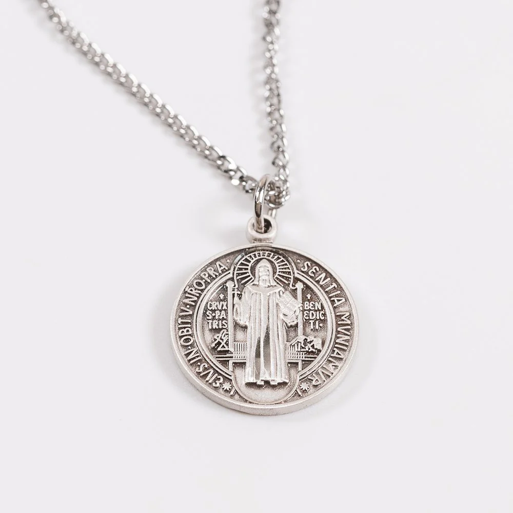 Sterling Silver St. Benedict Medal with 18 inch chain - Image 3