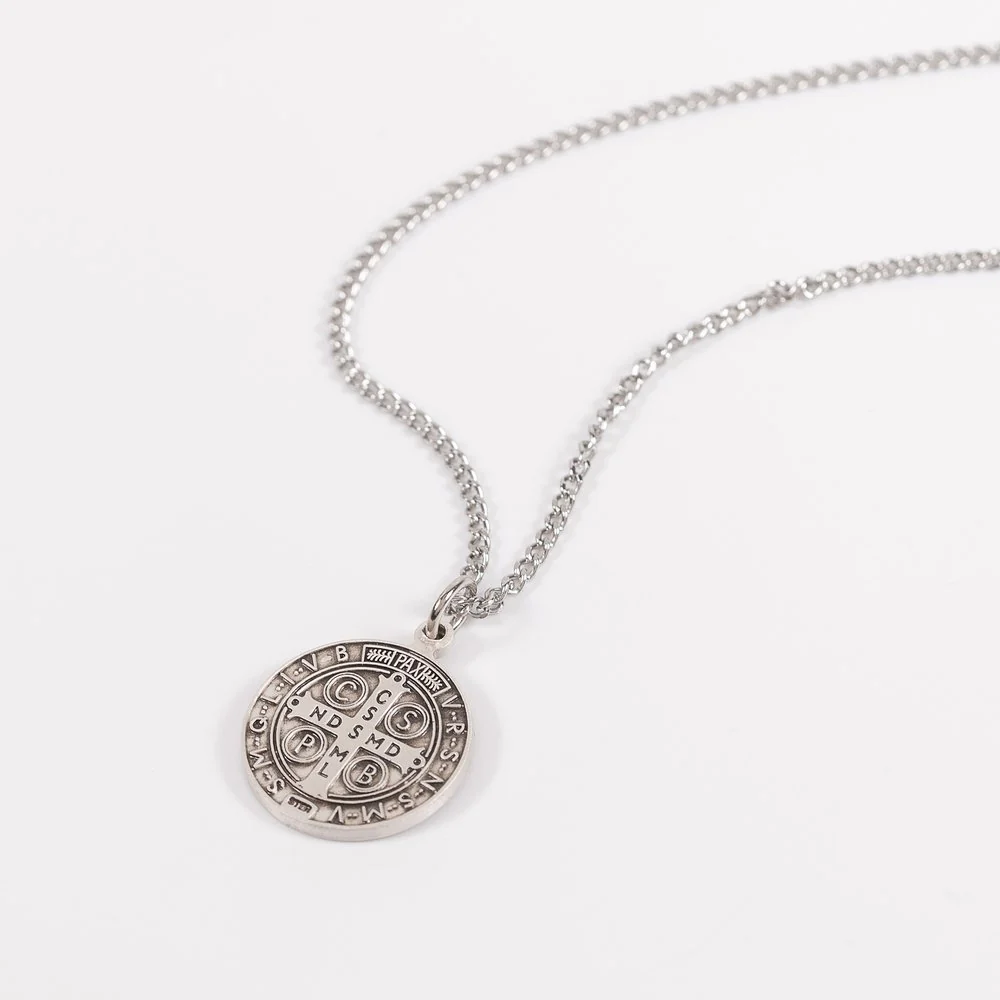 Sterling Silver St. Benedict Medal with 18 inch chain - Image 5