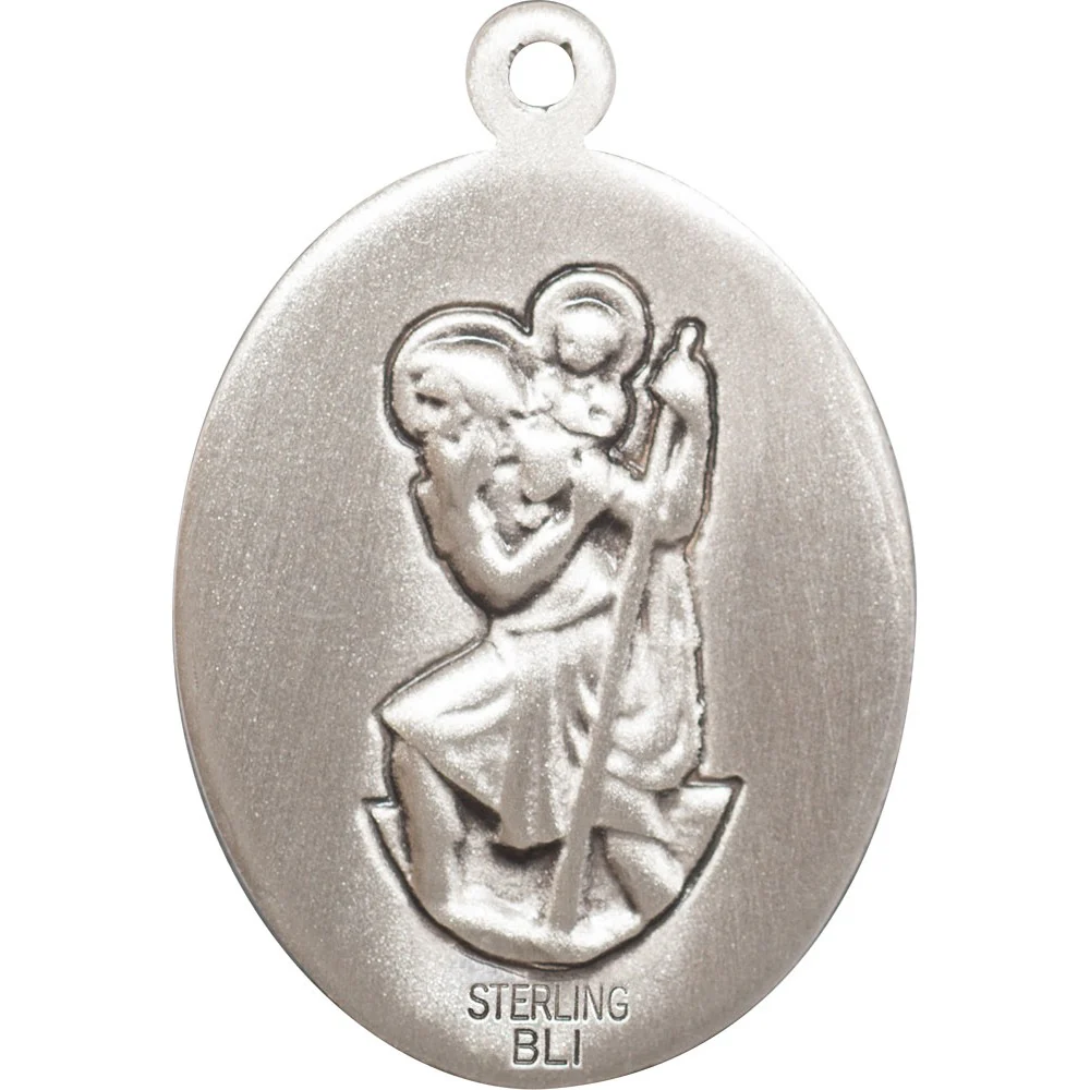Sterling Silver St. Christopher Medal w/ chain - Surfer - Image 2