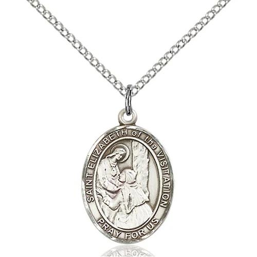 Sterling Silver St. Elizabeth of the Visitation Pendant w/ Chain