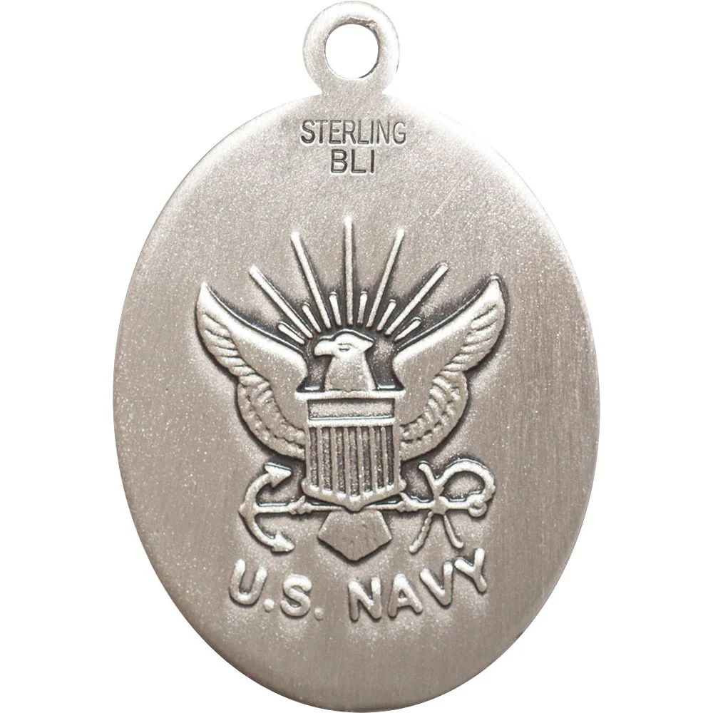 Sterling Silver St. George Pendant w/ US Navy - Image 2