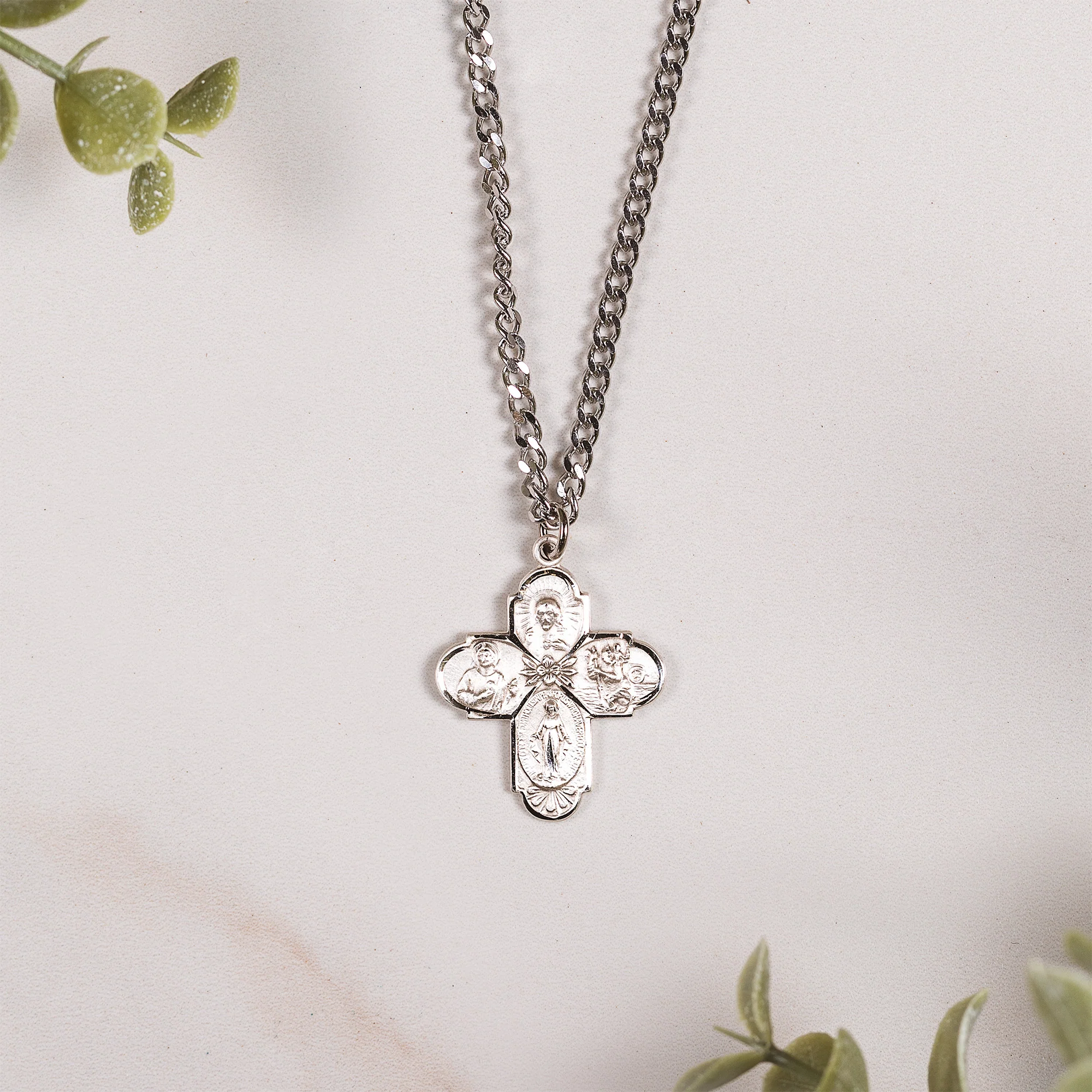 Sterling Silver St. Jude 4-Way Medal Necklace