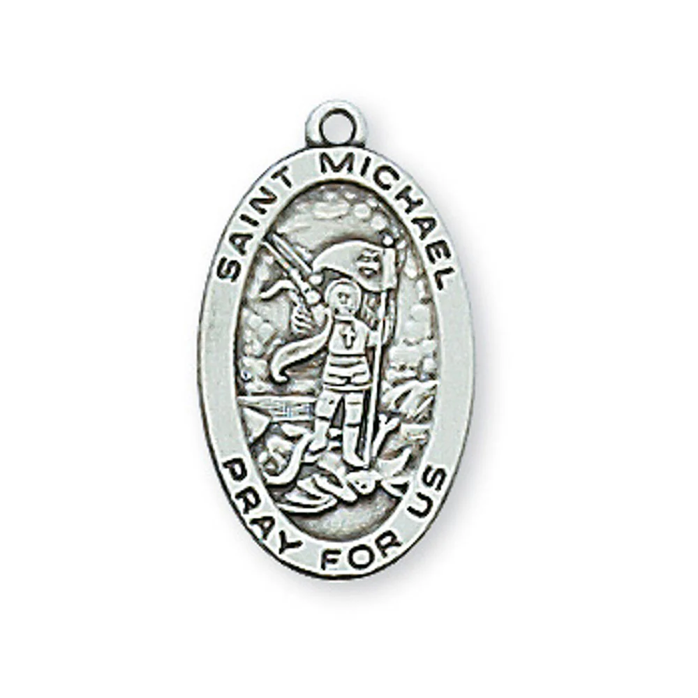 Sterling Silver St. Michael Medal with 18 inch chain - Image 2