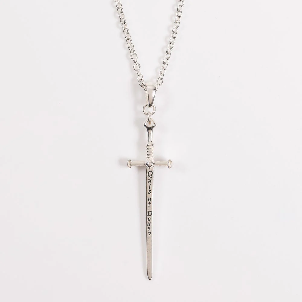 Sterling Silver St. Michael Quis ut Deus Sword Necklace - Image 2