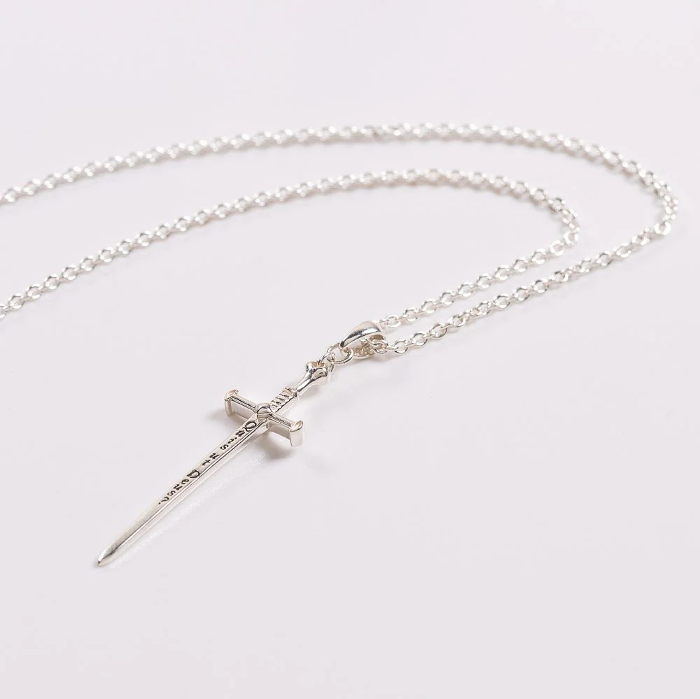 Sterling Silver St. Michael Quis ut Deus Sword Necklace - Image 3