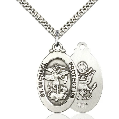 Sterling Silver St. Michael the Archangel Pendant / Army - 2508984