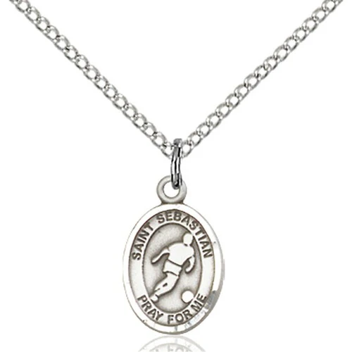 Sterling Silver St. Sebastian Petite Pendant/Soccer