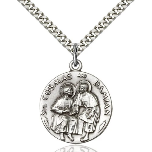 Sterling Silver Sts. Cosmas & Damian Pendant
