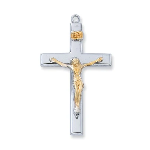 Sterling Silver Tutone Crucifix Pendant - 2600375