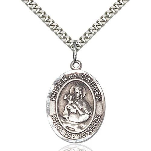 Sterling Silver Virgen del Carmen Pendant