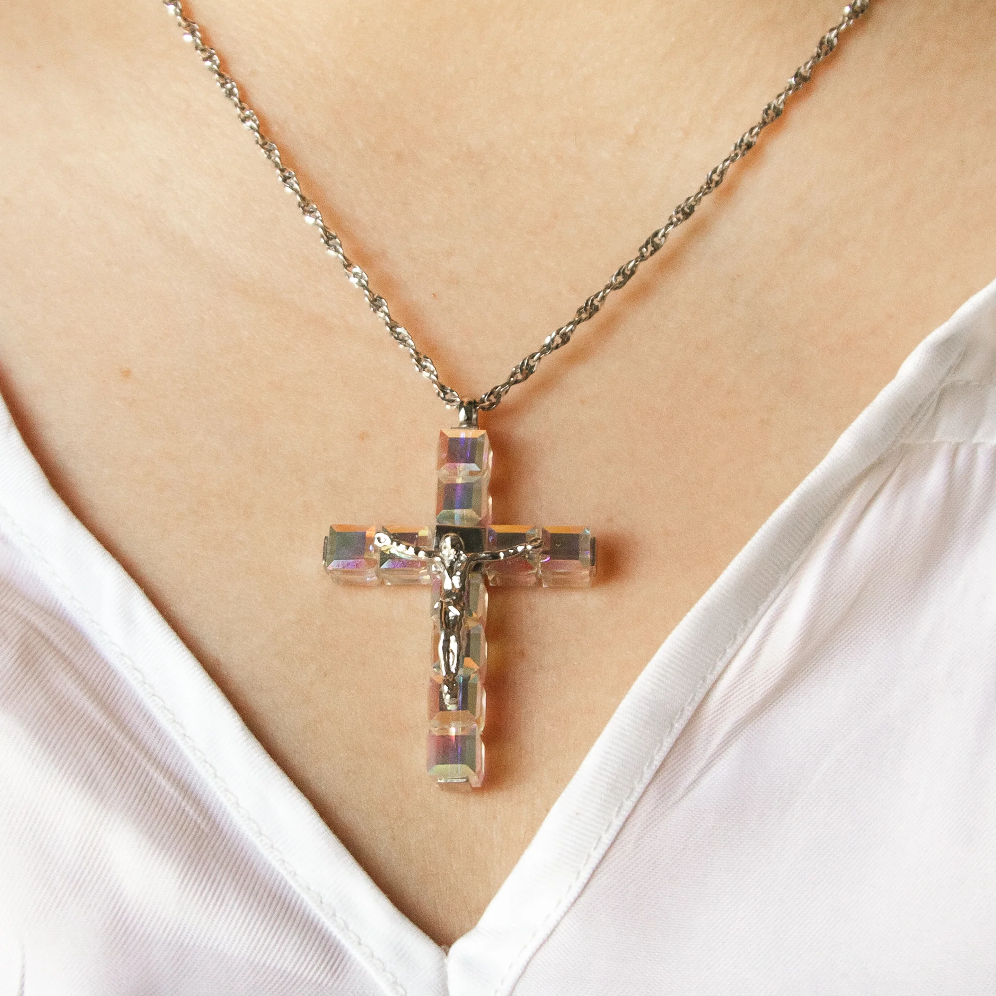Swarovski Crystal & Sterling Silver Cross Pendant