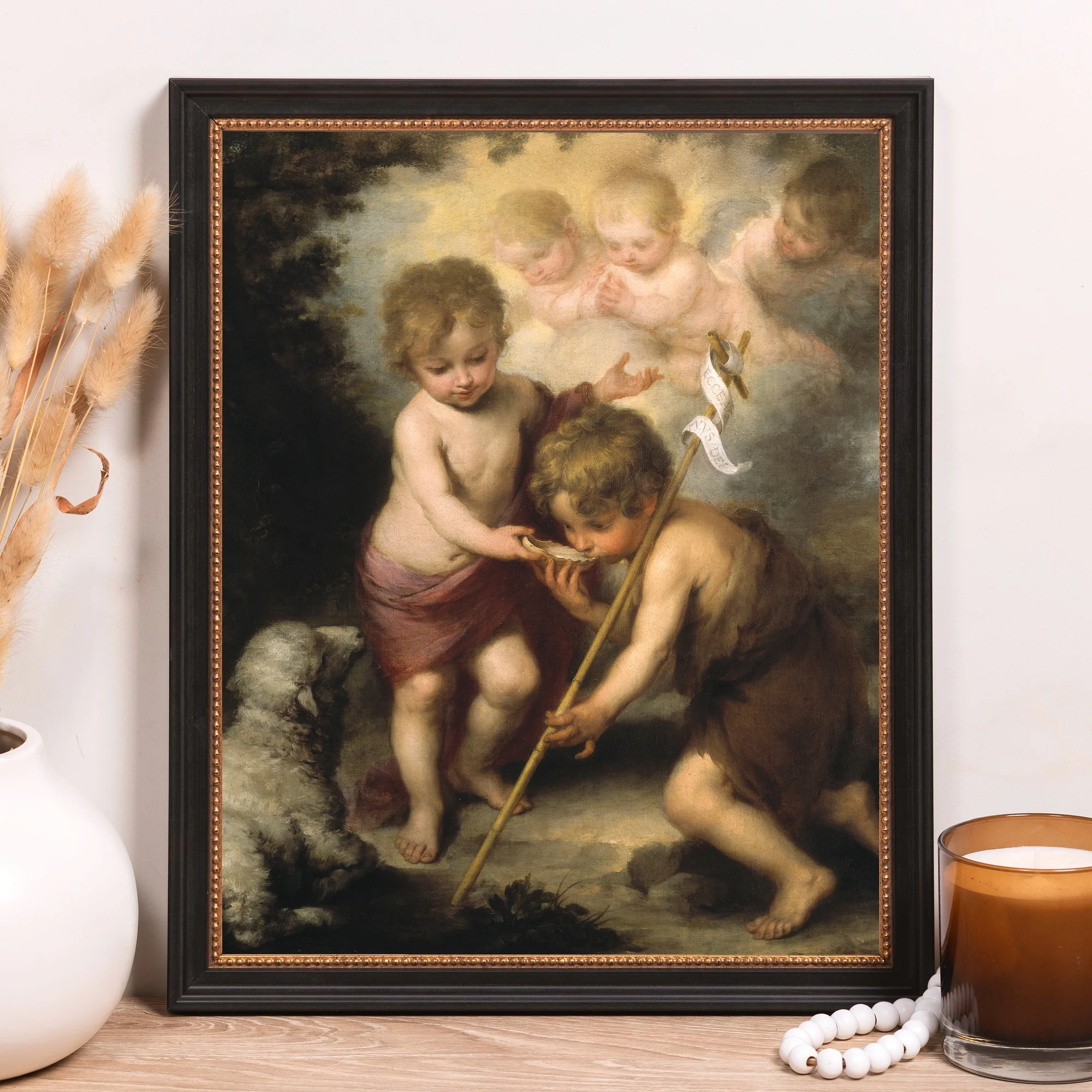 The Holy Children with a Shell Framed Canvas - Sacred Classics Collection