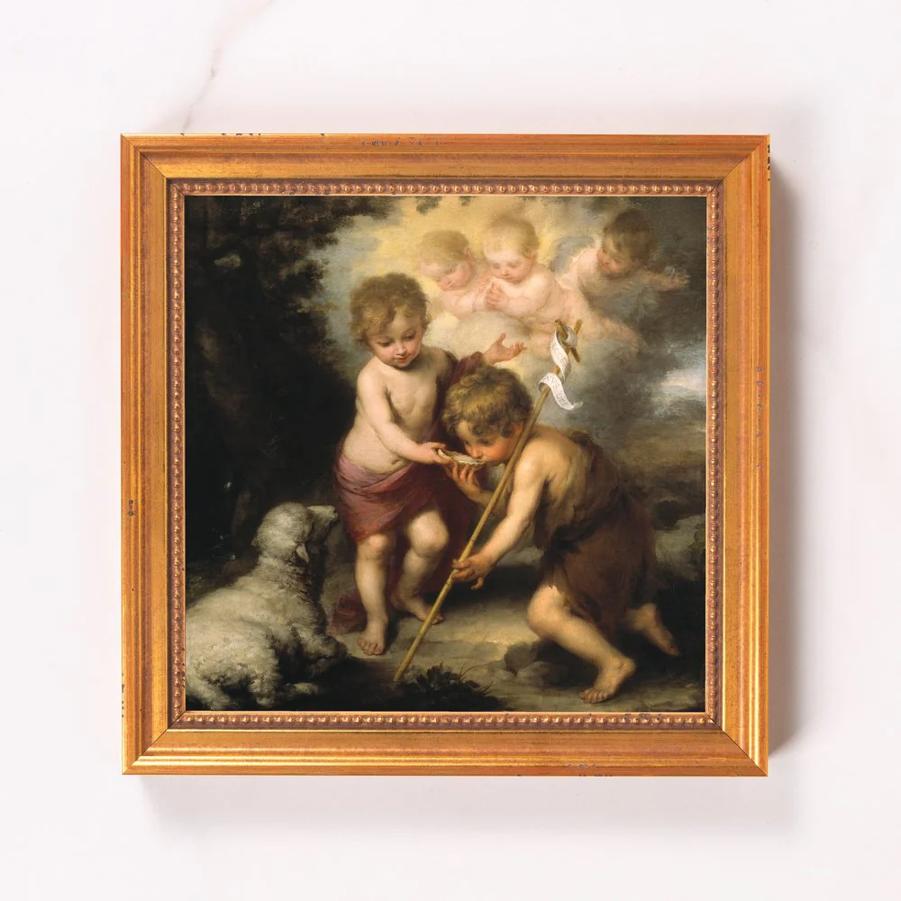 The Holy Children with a Shell Framed Canvas - Sacred Mini Collection - Image 6