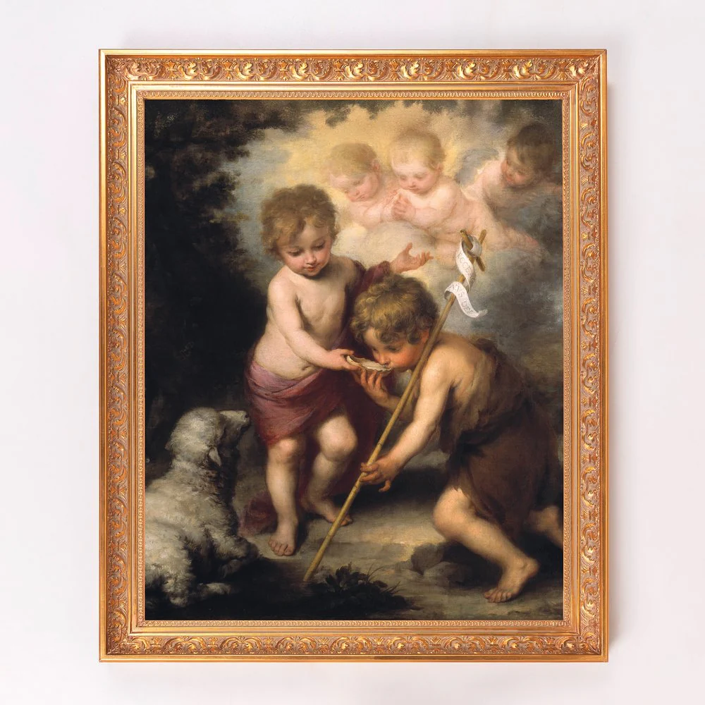 The Holy Children with a Shell Framed Canvas - Sacred Signature Collection - Image 2