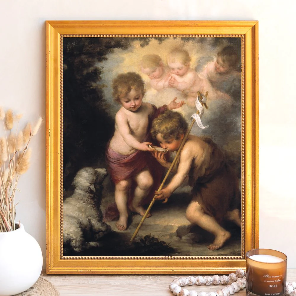 The Holy Children with a Shell Framed Canvas - Sacred Signature Collection - Image 7