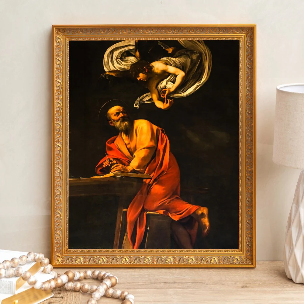 The Inspiration of St. Matthew Framed Canvas - Sacred Signature Collection - Image 3
