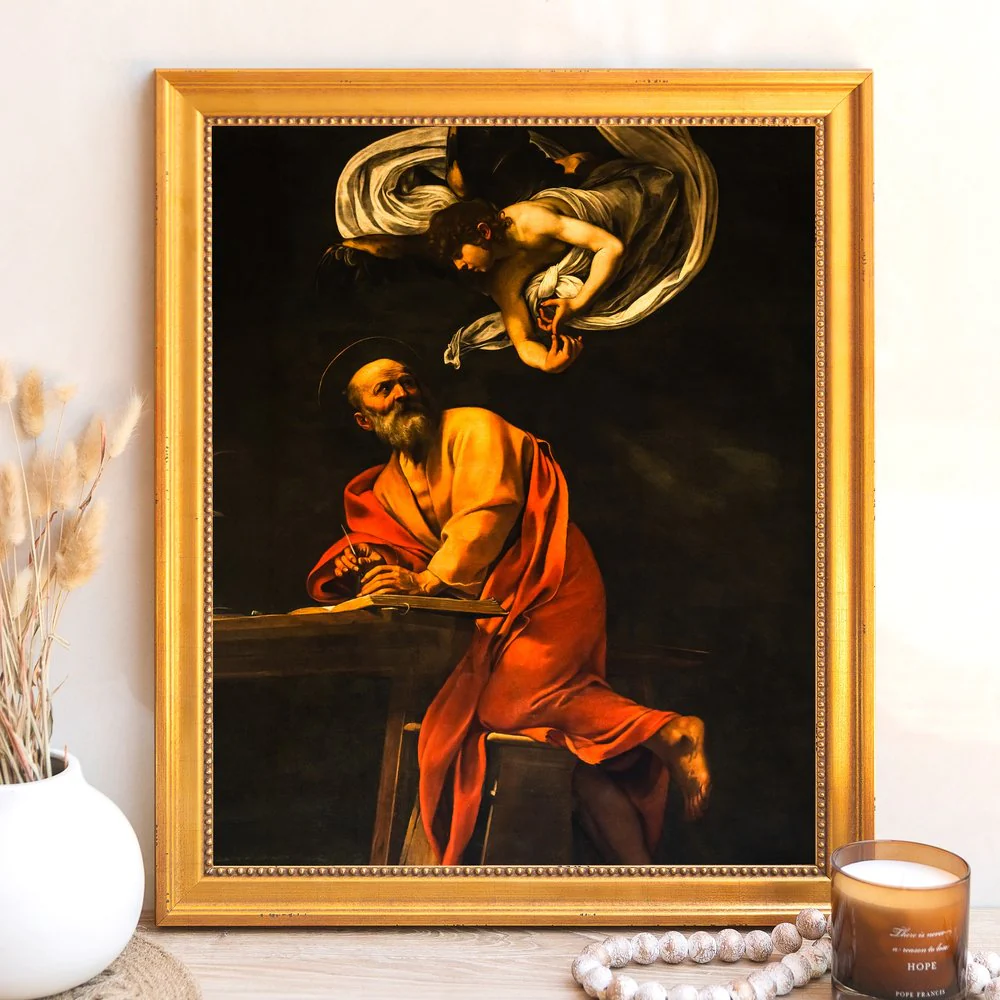 The Inspiration of St. Matthew Framed Canvas - Sacred Signature Collection - Image 9