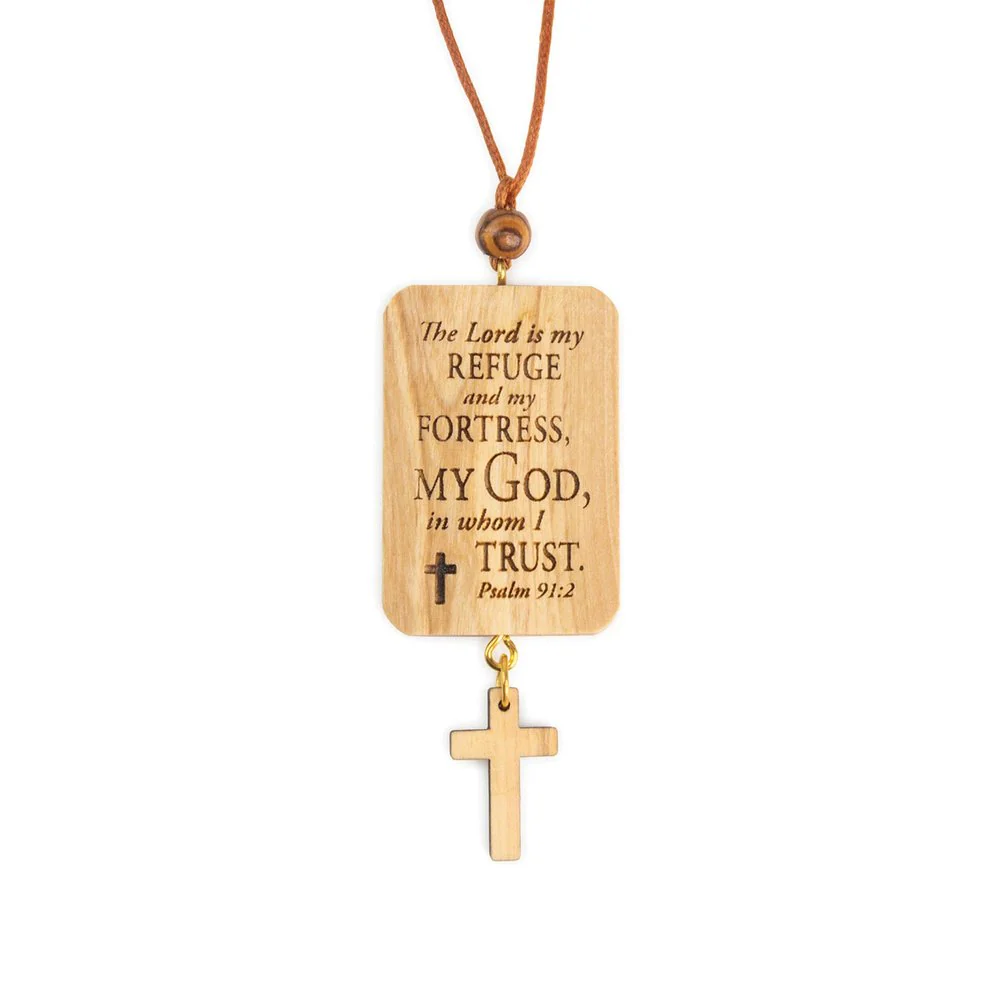 The Lord is My Refuge Olive Wood Home & Car Blessing - Image 2