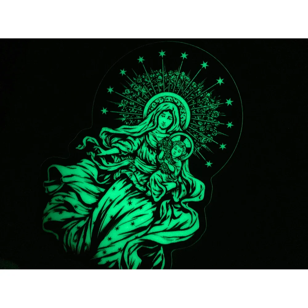 Theotokos Mary Sticker - Holographic or Glow in the Dark - 4" - Image 2