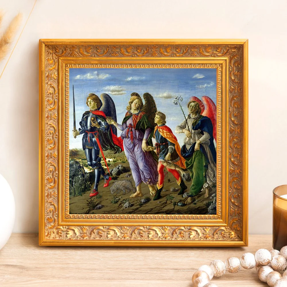 Three Archangels with Tobias Framed Canvas - Sacred Mini Collection
