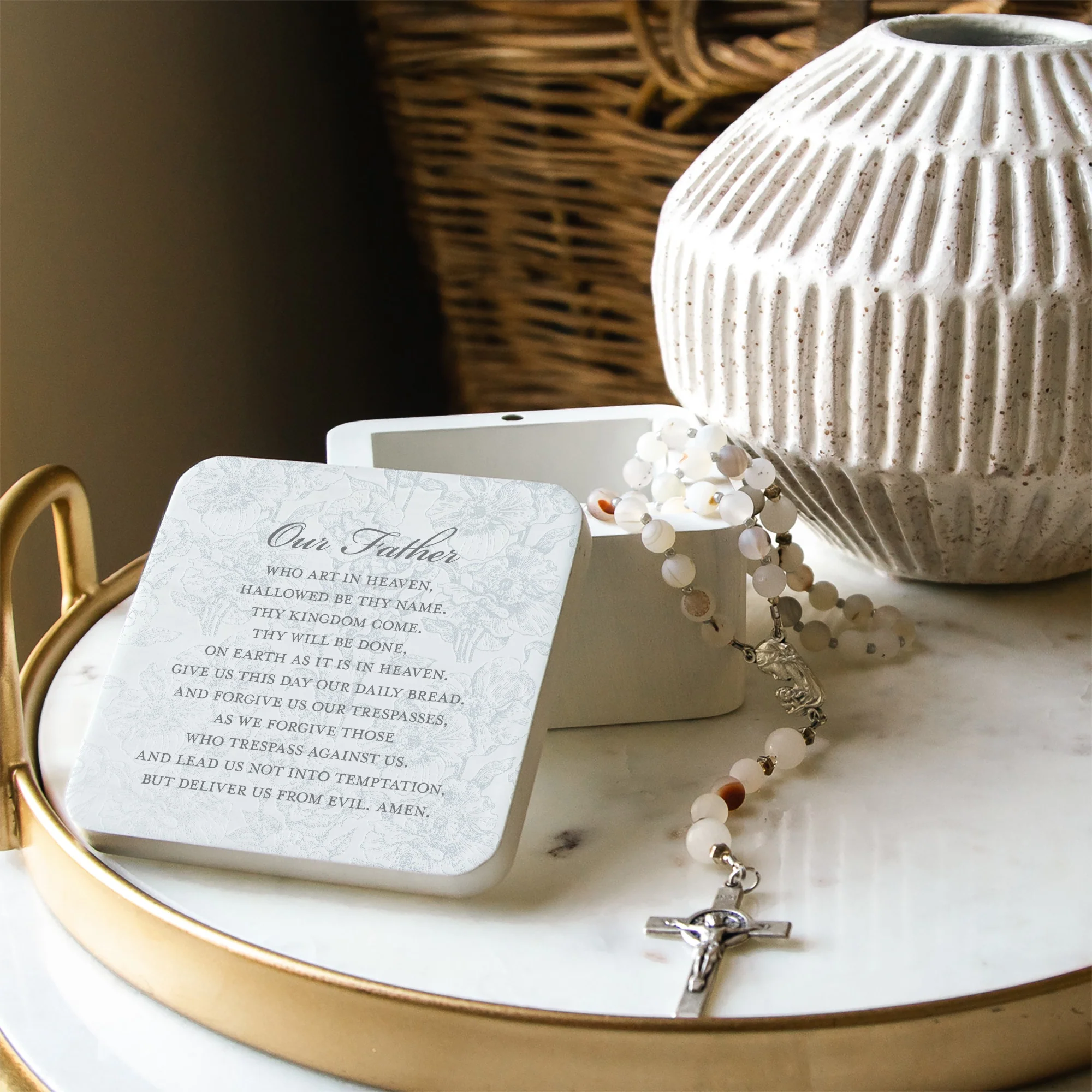 Toile Our Father Keepsake Box