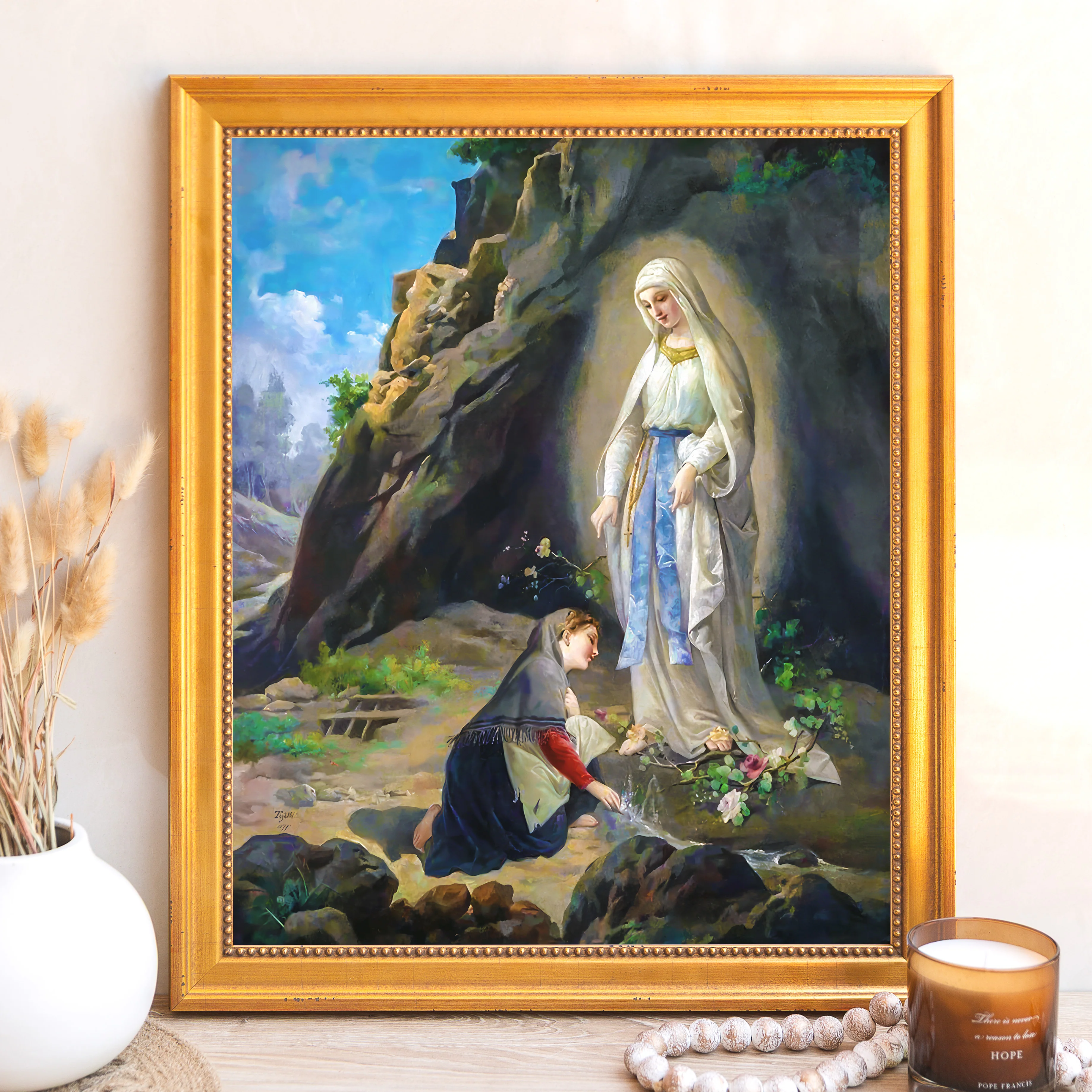 Tojetti's Our Lady of Lourdes Framed Canvas - Sacred Signature Collection - Image 10