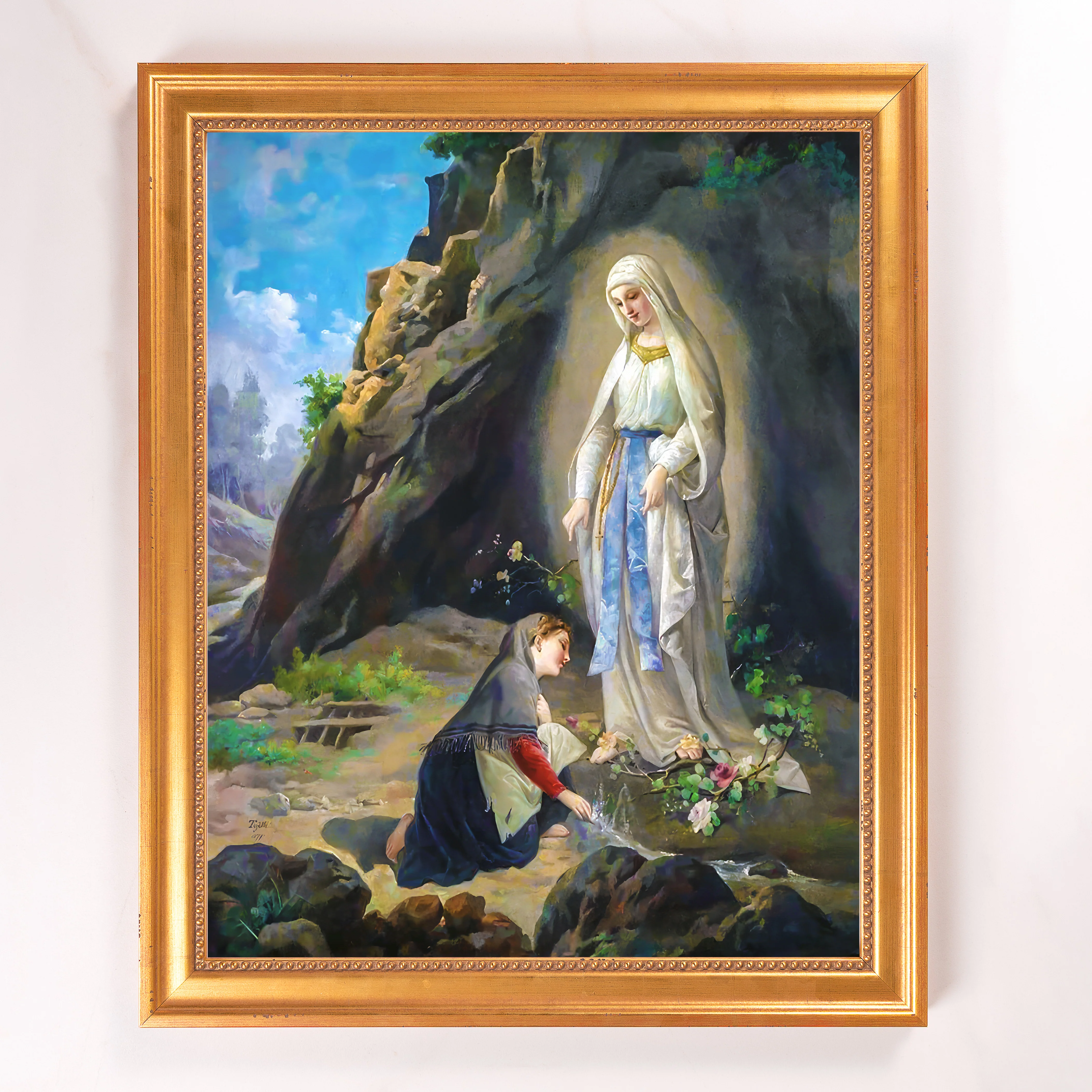 Tojetti's Our Lady of Lourdes Framed Canvas - Sacred Signature Collection - Image 7