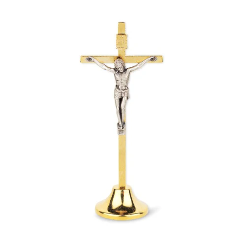 Two tone small standing crucifix