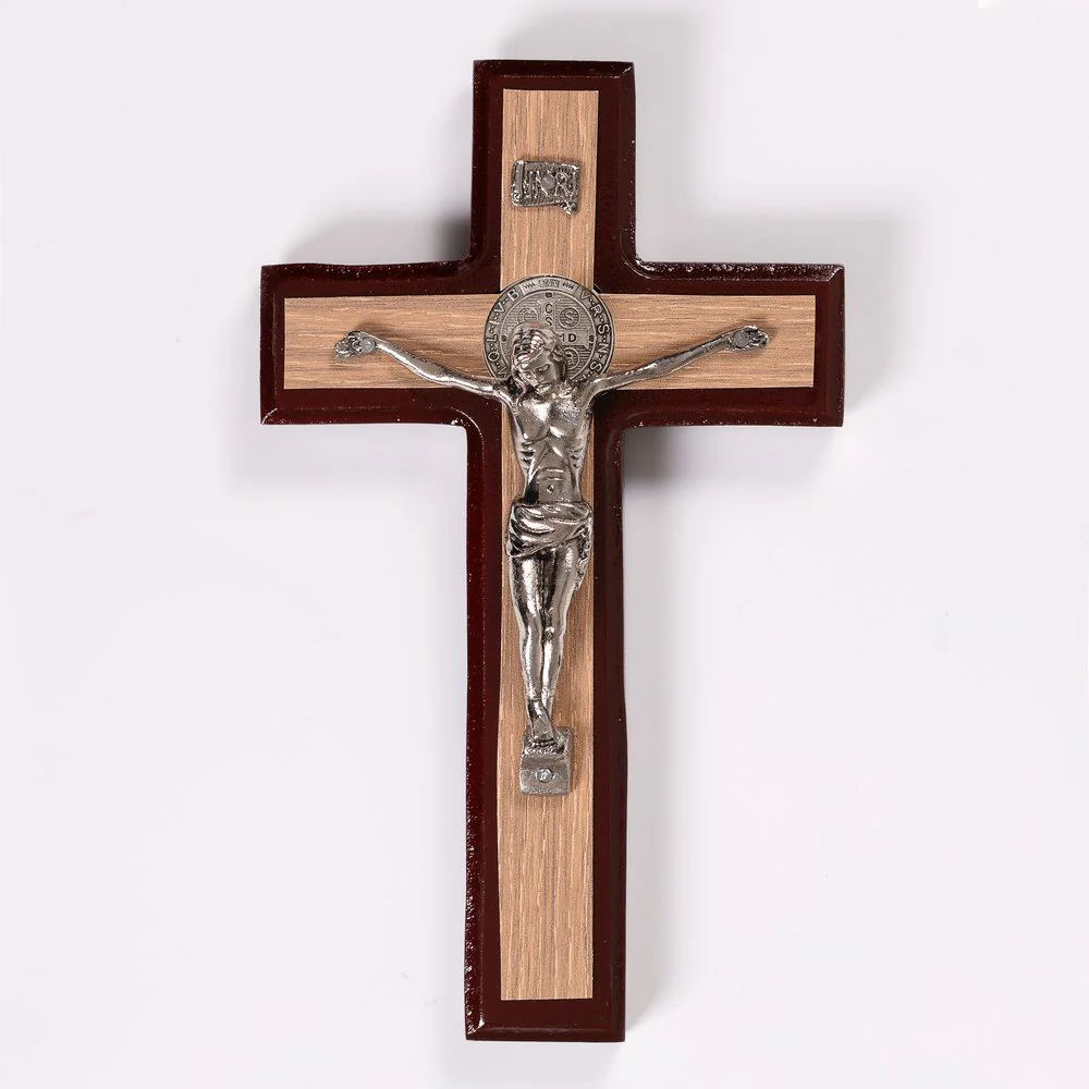 Two-Tone St. Benedict Wall Crucifix - 9.5"