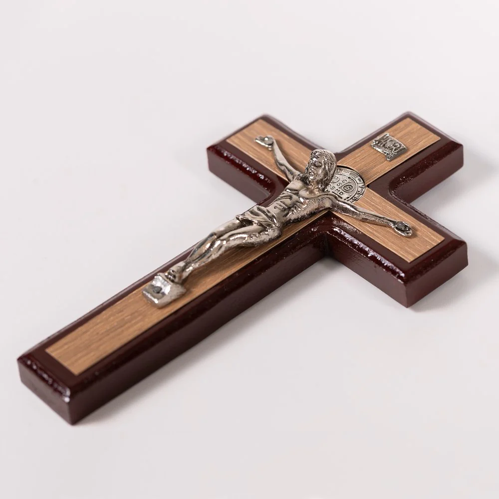 Two-Tone St. Benedict Wall Crucifix - 9.5" - Image 2